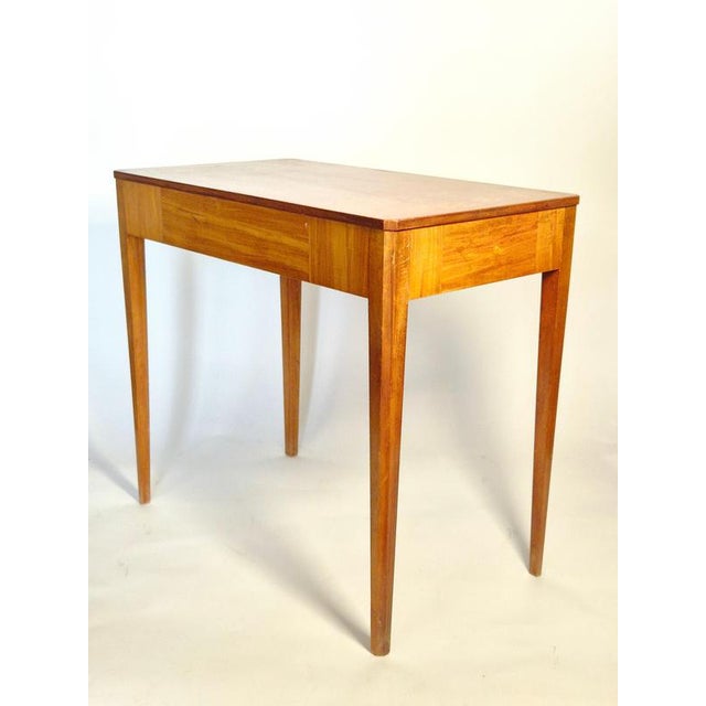 Rare sidetable in mahogany veneer with intarsia decor depicting leaves, by reowned designer Carl Malmsten, Sweden circa...