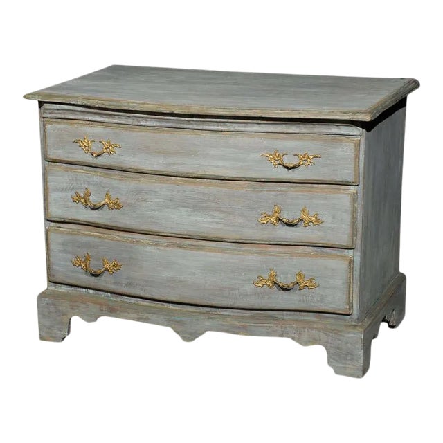 Swedish 18th Century Period Rococo Three-Drawer Painted Wood Chest For Sale