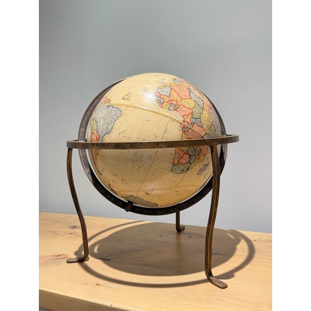 1990s Eureka Masterpiece Collection Vintage World Globe on Iron Stand by George F. Cram Co. For Sale - Image 5 of 9