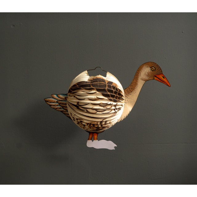 Paper lantern as a goose, made in West Germany from the 60s. Rare lantern as a Goose figure, in the middle below, with a...