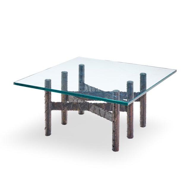 Bronze Paul Evans Brutalist Mid Century Patinated Steel and Bronze Coffee Table For Sale - Image 8 of 10
