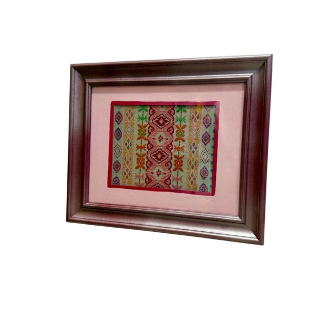 Wood Roxie | Schumacher Cosima Embroidery Framed Textile Art For Sale - Image 7 of 7