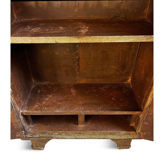 Vintage Industrial Iron Safe Cabinet For Sale In Los Angeles - Image 6 of 9