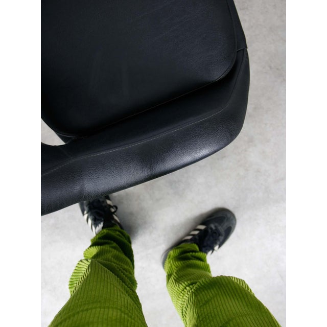 Vintage Italian Black Leatherette and Chrome Swivel Chair, 1970s For Sale - Image 15 of 18