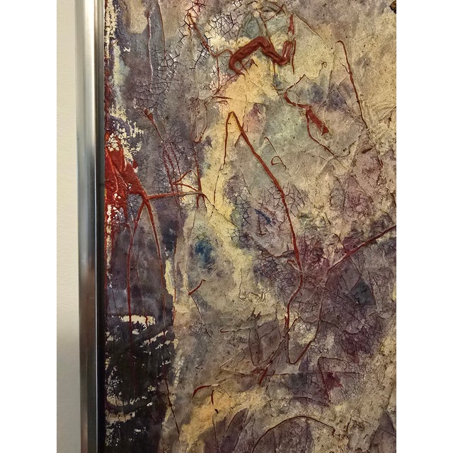 Vintage Mid Century Modern Signed Abstract Painting For Sale - Image 4 of 10