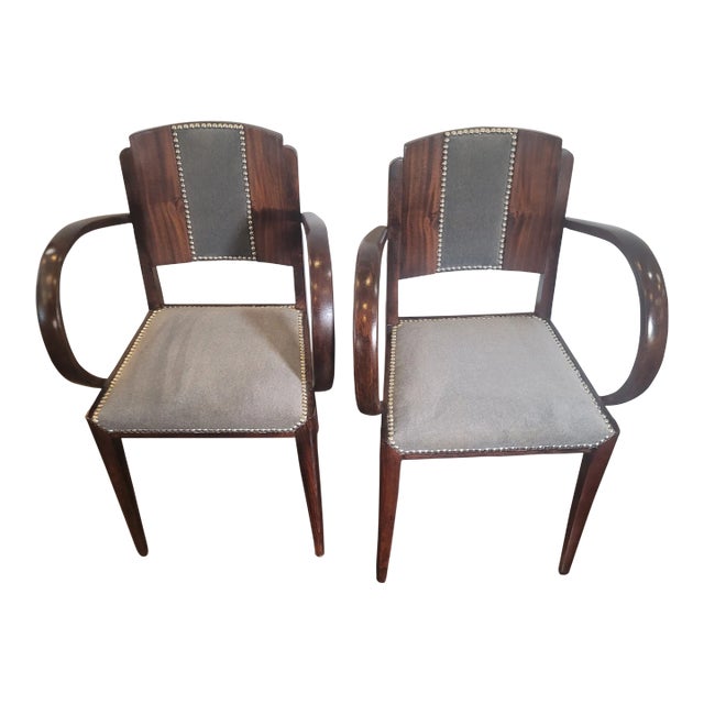 1920s Antique French Art Deco Chairs Pair Fantastic Style For Sale