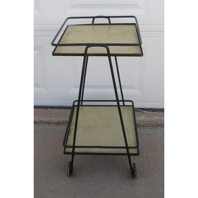Mid 20th Century Iron 2 Tier Rolling Bar Cart Mathieu Matégot Style For Sale - Image 10 of 18