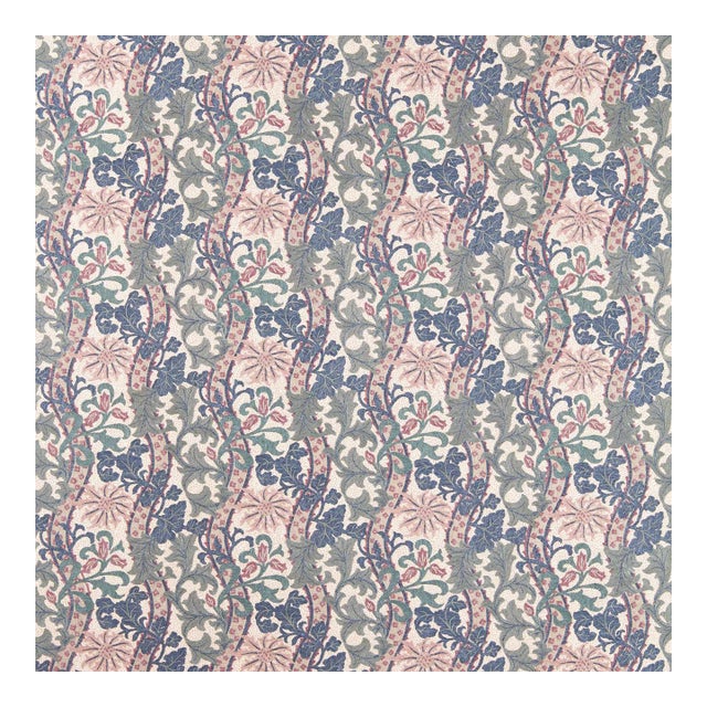 Morris & Co. Cornflower Embroidery Fabric in Indigo/Plum For Sale