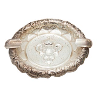 Circular Silver Ashtray with the Coat of Arms of Portugal For Sale