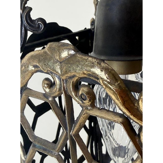 European Hollywood Regency Patinated Brass Openwork Lantern Pendant Light, 1970s For Sale - Image 9 of 17