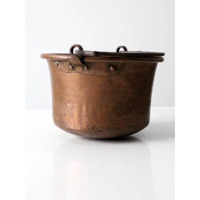 Metal Antique Copper Hearth Pot For Sale - Image 7 of 12