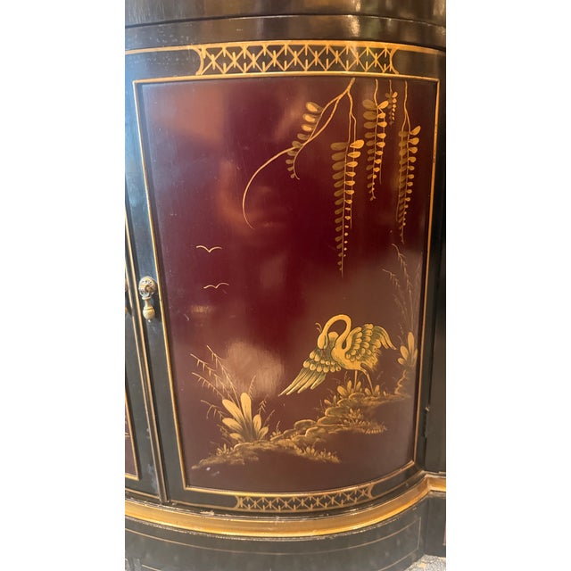 1970s Union National Chinoiserie Curved Glass Corner Curio Cabinet For Sale - Image 10 of 14