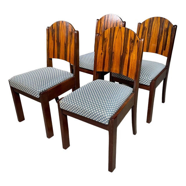 Art Deco Mid-Century Dining Room Chairs, Set of 4 For Sale