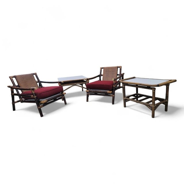 Vintage Campaign Style John Wisner for Ficks Reed Pagoda Bamboo Rattan Chairs - Set of 2 For Sale - Image 10 of 10