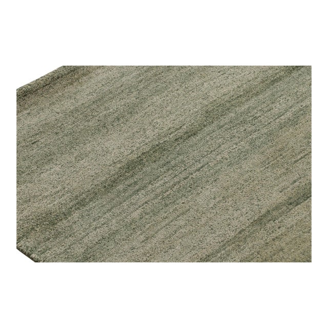 Rug & Kilim’s Modern Textural Rug in Light Green Tones and Striae For Sale