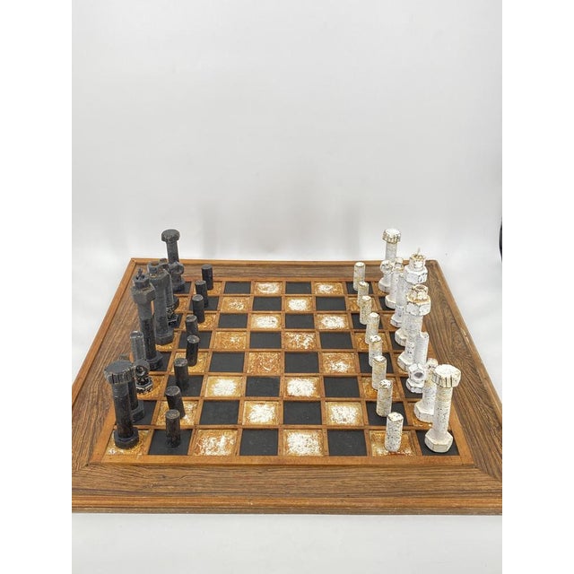 Chess Set in Industrial Studs with Chess Board, Germany, 1980s, Set of 33 For Sale - Image 12 of 15