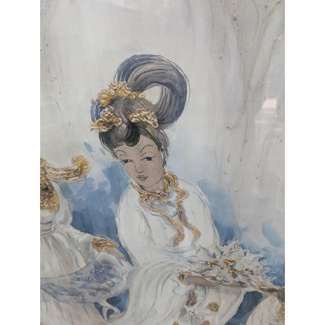 Mid 20th Century Asian Geisha Lady Signed Painting Massive Size For Sale - Image 13 of 18