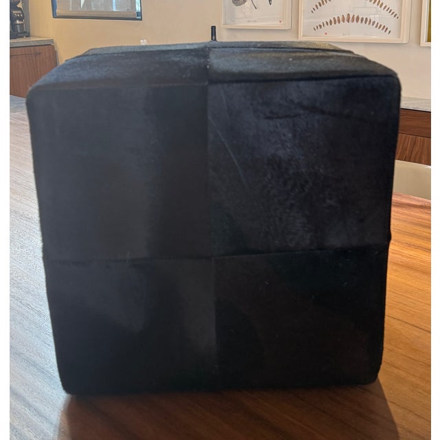 Camerich – Pair of Black Hide Cube Ottomans For Sale - Image 4 of 9