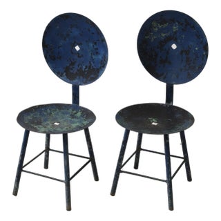 Vintage Assembled Agricultural Machinery Steel Chairs, Circa Mid 20th Century For Sale