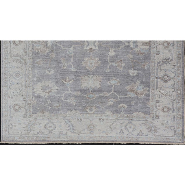 Tribal Turkish Angora Oushak Rug in Smoky Gray With Ivory, Taupe, & Soft Blue 8'2 X 9'8 For Sale - Image 3 of 13