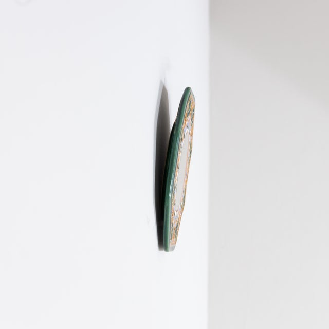 Wall Mirror with Hexagonal Ceramic Frame, 1970s, in Good conditions. Designed 1970 to 1979