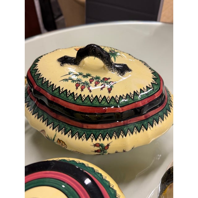 1980s Circa 1983 Henriot Quimper French Faience Serve-Ware, Set of Thirty-One For Sale - Image 5 of 12