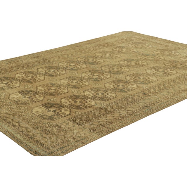 Rug & Kilim Vintage Ersari Rug in Beige-Brown With Geometric Medallions, From Rug & Kilim For Sale - Image 4 of 7