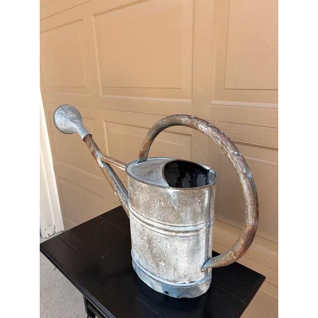 French Country Vintage Galvanized Steel & Copper Watering Can, Circa 1940s For Sale - Image 3 of 12