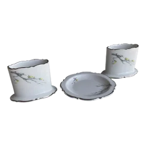 Vintage 1960s Royal Bayreuth China Miniature Vanity 3 Pieces Set
