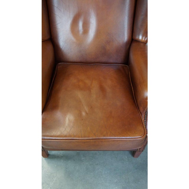 Cognac Color Leather Armchair For Sale - Image 6 of 14