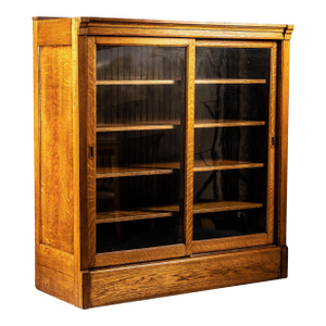 C. 1920 Arts & Crafts Sliding Glass Door Cabinet