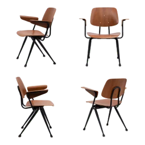 Walnut Brunswick Walnut Plywood Armchairs After Eames DCM Jean Prouvé - A Set of Four