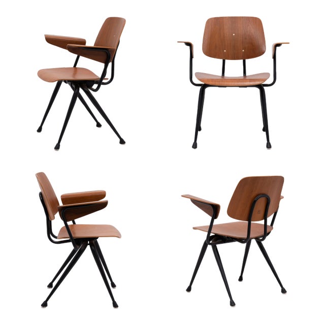 Walnut Brunswick Walnut Plywood Armchairs After Eames Dcw Jean Prouve - a Set of Four For Sale