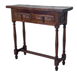 Early 20th Century Spanish Carved Console Table With Fluted Legs For Sale