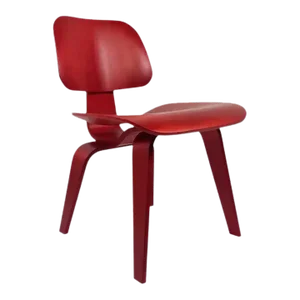 Eames Molded Plywood Dining Chair Wood Base Dcw in Red Stained Birch Excellent
