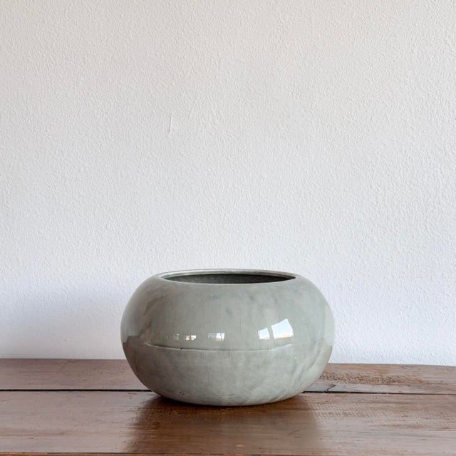 Ceramic Vintage Pale Blue Glazed Ceramic Planter Bowl, Washburn Usa For Sale - Image 7 of 7