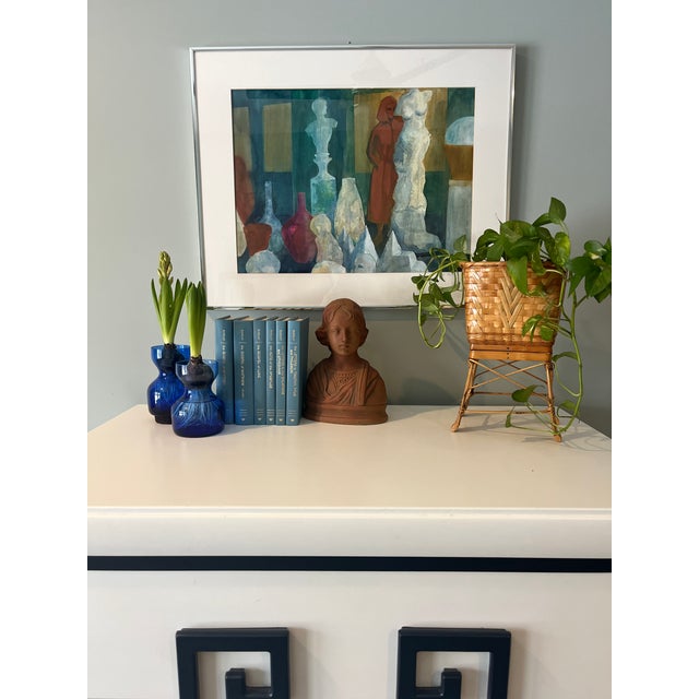 Mid-Century Modern Vintage 70's Mid-Century Modern Abstract Framed Vibrant Watercolor Painting - Signed and Titled For Sale - Image 3 of 11