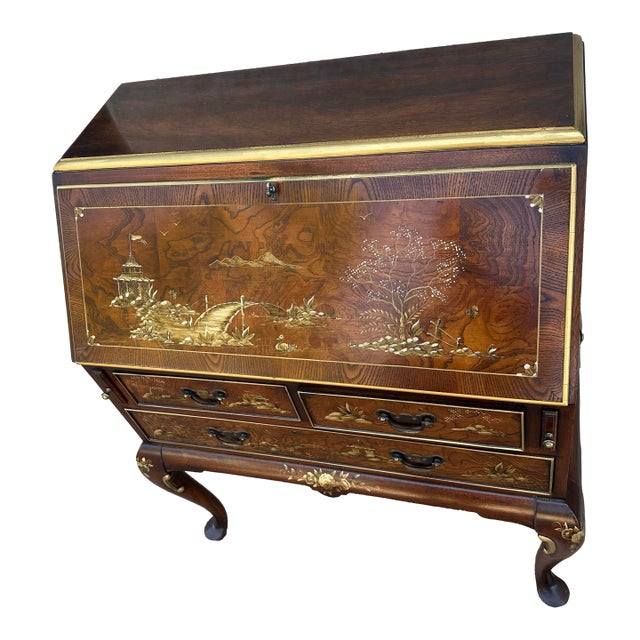 Vintage Hekman Chinoiserie Secretary Desk For Sale