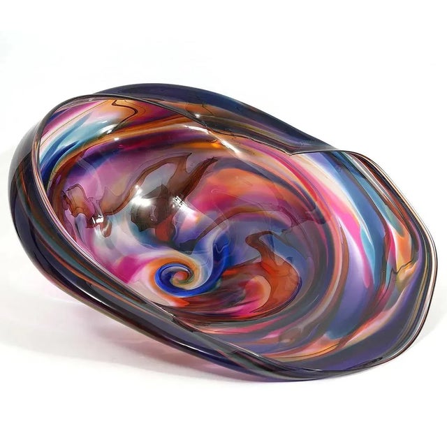 2000 - 2009 Monumental David Goldhagen Blown Art Glass Centerpiece Bowl, American For Sale - Image 5 of 18
