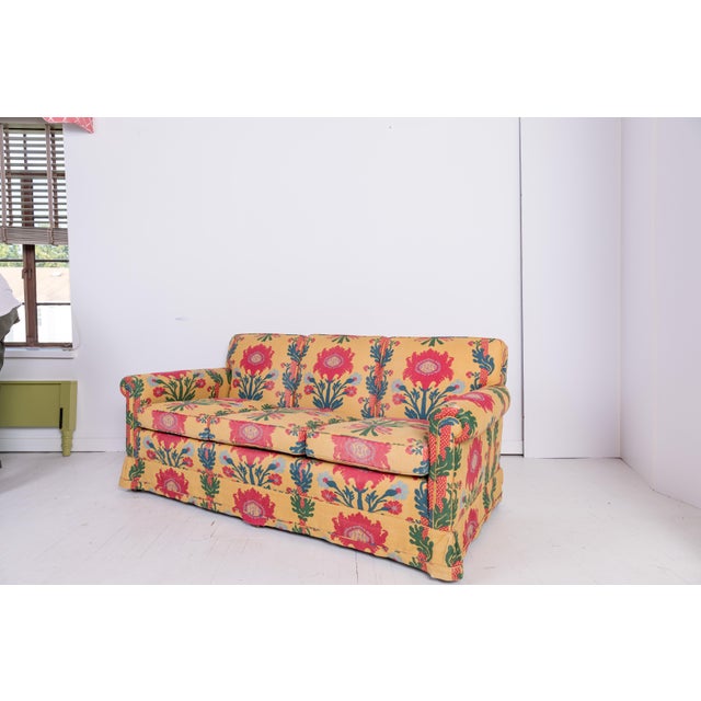 Yellow 1980s Vintage Patterned Sofa For Sale - Image 8 of 8