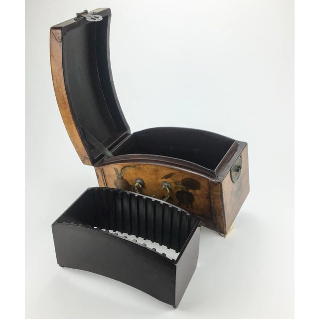 1980s Vintage Hand Painted Leather Box For Sale - Image 5 of 12