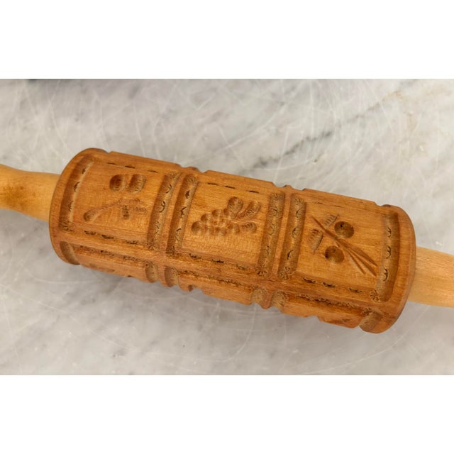 Vintage German Wooden "Springerle" Cookie Rolling Pin For Sale - Image 4 of 5
