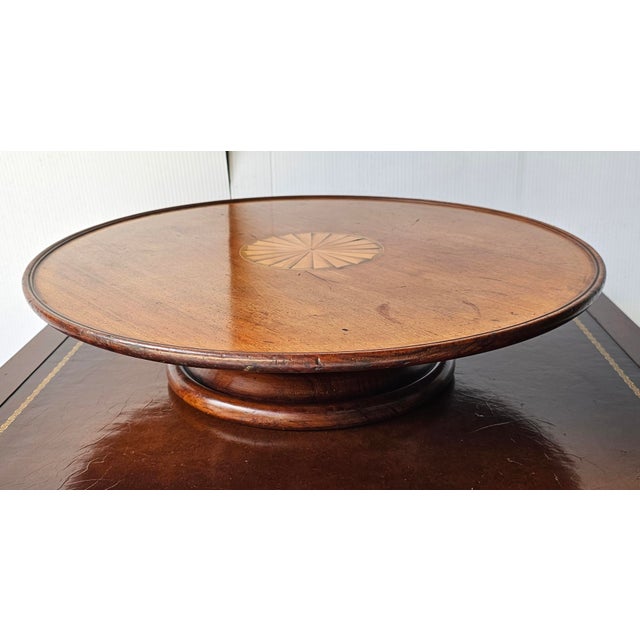 Traditional Early 20th Century George III Style Inlaid Mahogany Lazy Susan For Sale - Image 3 of 7