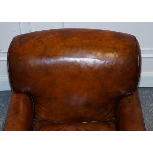 Large Howard Style Hand Dyed Leather Armchairs with Feather Filled Cushions, Set of 2 For Sale - Image 14 of 18