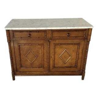 Birdseye Maple Faux Bamboo Marble Top Cabinet For Sale