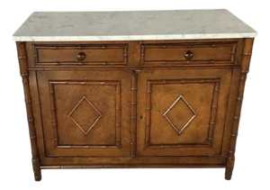 Birdseye Maple Faux Bamboo Marble Top Cabinet