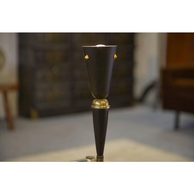 Brass and Black Lacquered Metal Lamp, 1960s For Sale - Image 3 of 9