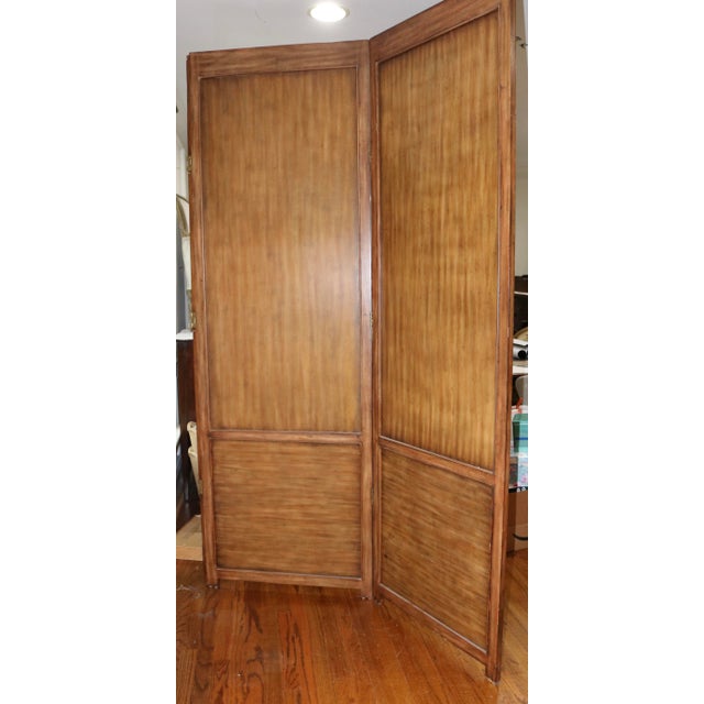 Italian Vintage Hand Carved Wood Room Divider Screen With Painted Scene of Tuscany Landscape For Sale - Image 4 of 6