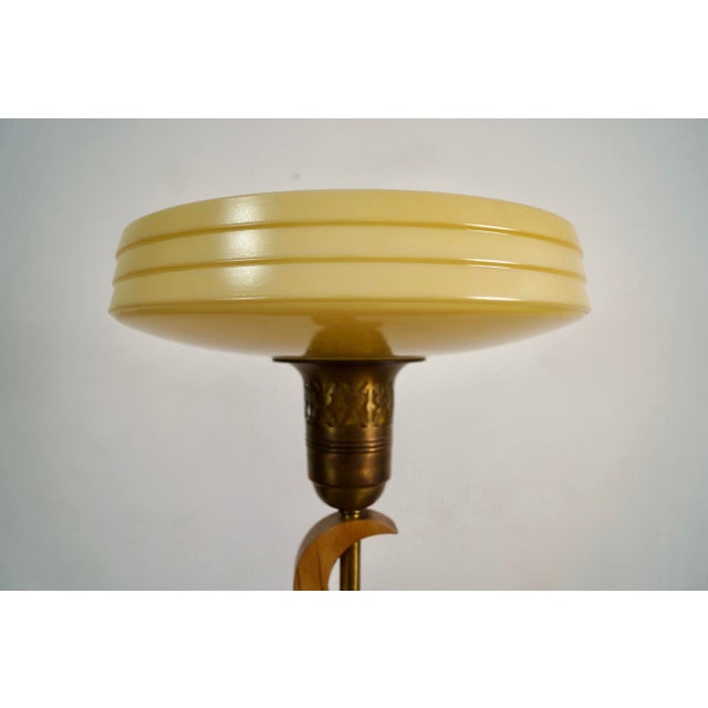 Wood 1940s Art Deco Torchiere Sculptural Floor Lamp For Sale - Image 7 of 12