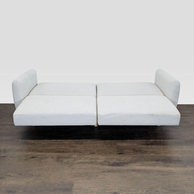 Modern Modern 3-Seat Sofa With Light Wood Base and Cream Upholstery For Sale - Image 3 of 9
